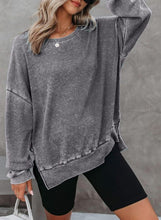 Load image into Gallery viewer, Women&#39;s Round Neck Long Sleeve Waffle Knit Top with Side Slit in 6 Colors S-XXL - Wazzi&#39;s Wear