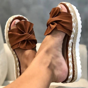 Women’s Slip On Wedge Sandals with Butterfly Knot in 7 Colors