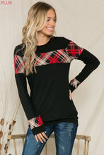 Load image into Gallery viewer, Buffalo Plaid Round Neck Top with Long Sleeves - Wazzi&#39;s Wear