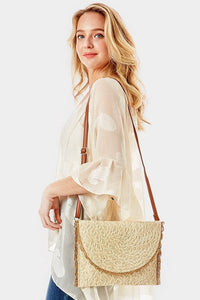Straw Clutch/Crossbody Bag with Magnetic Closure
