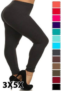 Extra Plus Solid Legging with Elastic Waistband - Wazzi's Wear