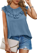 Load image into Gallery viewer, Women&#39;s Pleated Sleeveless Chiffon Top in 8 Colors Sizes 4-22