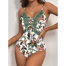 Load image into Gallery viewer, Women’s Floral Boho One-Piece Swimsuit with Tassels in 5 Colors S-XL - Wazzi&#39;s Wear
