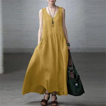 Load image into Gallery viewer, Woman’s Solid Pleated Sleeveless Dress with Pockets in 3 Colors Sizes 4-18 - Wazzi&#39;s Wear