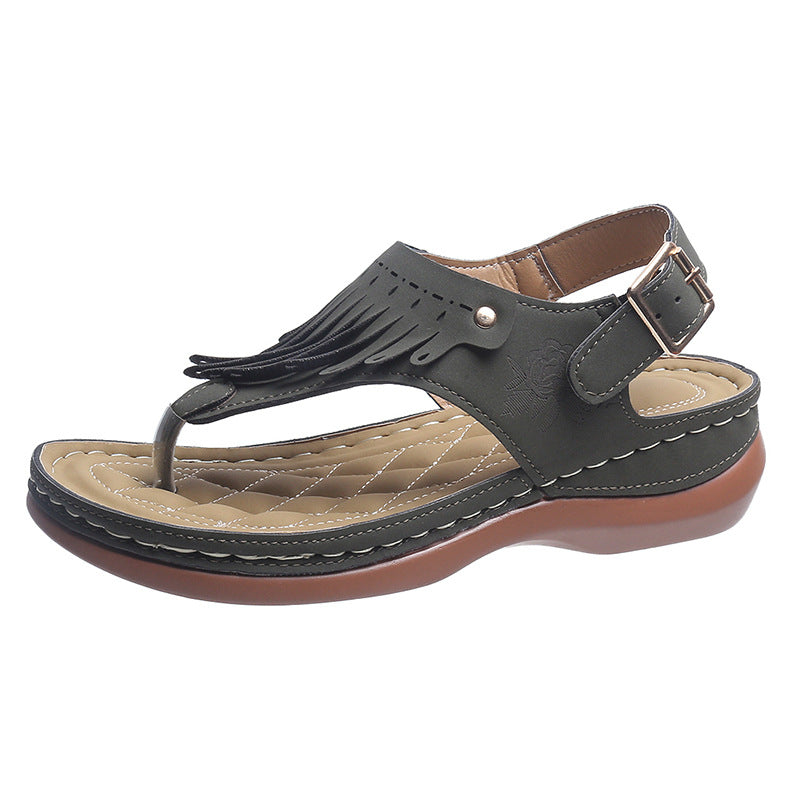 Women's Sandals with Tassels and Buckle Closure in 5 Colors - Wazzi's Wear