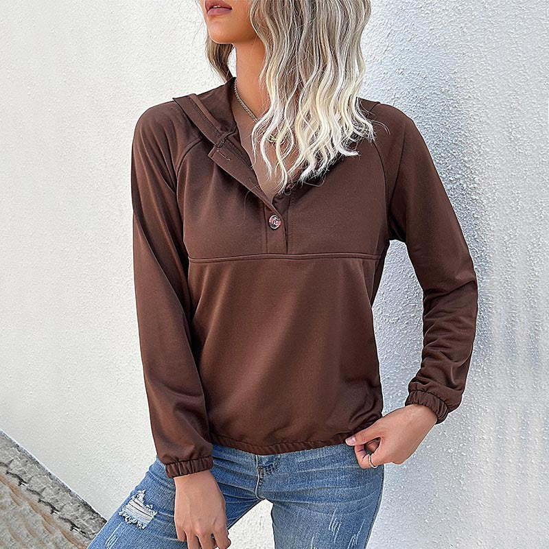 Women’s Solid Long Sleeve Top with Hood in 2 Colors S-XL - Wazzi's Wear