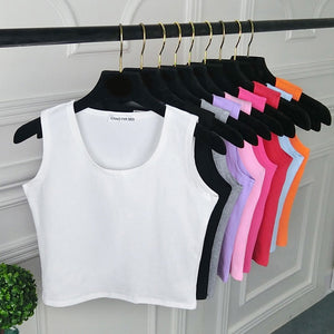 Women’s Sleeveless Round Neck Crop Top in 6 Colors S-L