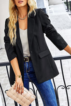Load image into Gallery viewer, Black Collared Coat with Button Closure and Long Sleeves XL