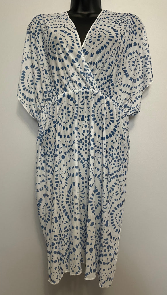 Plus Size V-Neck Cover Up with Short Sleeves - Wazzi's Wear