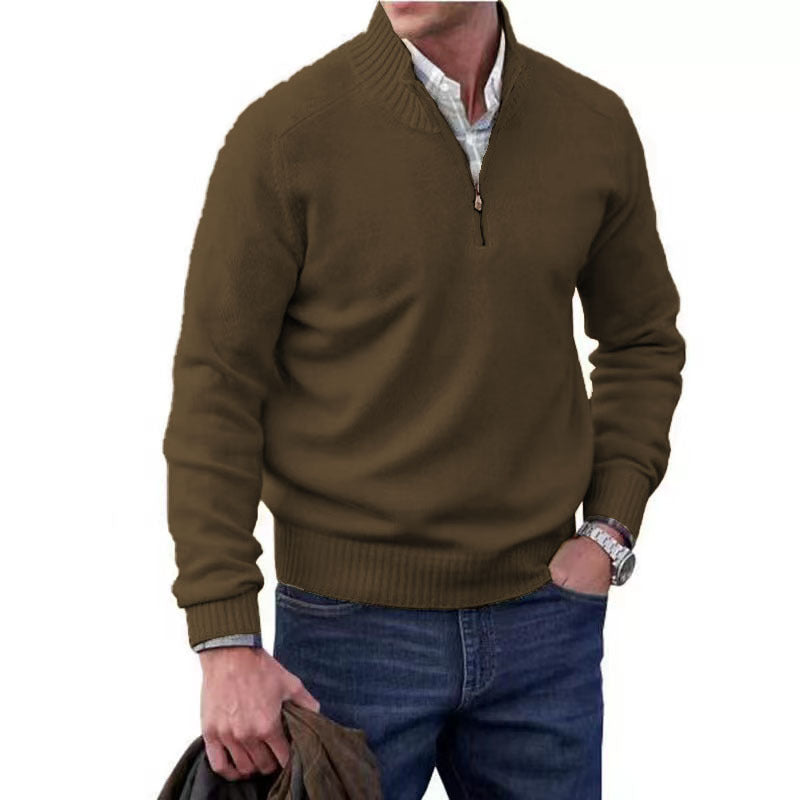 Men's Long Sleeve Knit Sweater with Zipper in 7 Colors M-5XL - Wazzi's Wear