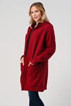 Load image into Gallery viewer, Long Fleece Coat with Hood and Side Pockets