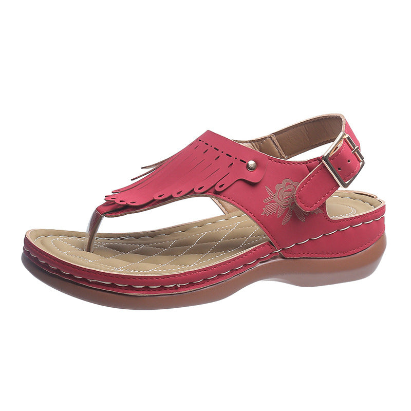 Women's Sandals with Tassels and Buckle Closure in 5 Colors - Wazzi's Wear
