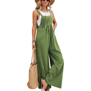 Women's Solid Casual Overalls in 10 Colors Sizes 4-26