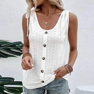 Women's Solid Tank Top with Buttons in 5 Colors Sizes 4-16