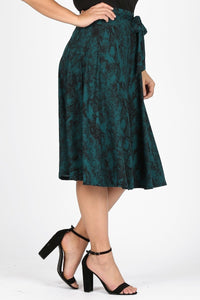 Plus Size Emerald Green High Waisted Skirt