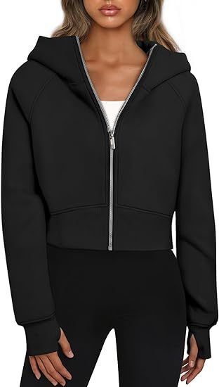 Women’s Cropped Hooded Long Sleeve Sweatshirt in 6 Colors S-XL - Wazzi's Wear