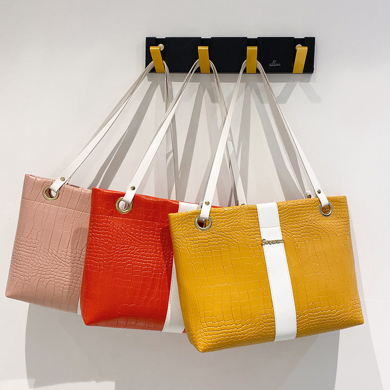 Women’s Stone Pattern Shoulder Tote Bag in 5 Colors - Wazzi's Wear