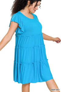 Plus Size Tiered Dress with Ruffled Sleeves