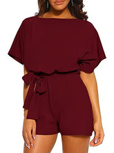 Load image into Gallery viewer, Women’s Belted Short Sleeve Romper in 6 Colors Sizes S-XXL