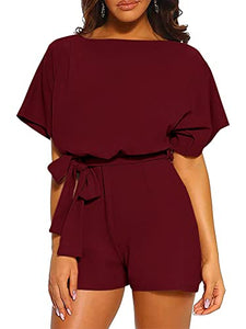 Women’s Belted Short Sleeve Romper in 6 Colors Sizes S-XXL