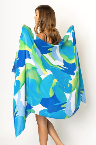 Blue Abstract Oblong Scarf