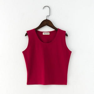 Women’s Sleeveless Round Neck Crop Top in 6 Colors S-L