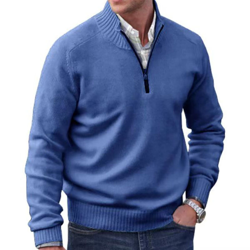 Men's Long Sleeve Knit Sweater with Zipper in 7 Colors M-5XL - Wazzi's Wear