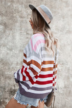 Load image into Gallery viewer, Red Striped Knit Crew Neck Sweater S/M - Wazzi&#39;s Wear