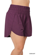 Load image into Gallery viewer, Plus Size Windbreaker Smocked Shorts with Elastic Waistband and Split Hem