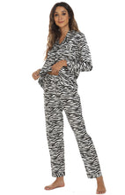 Load image into Gallery viewer, Women&#39;s Long Sleeve Satin Animal Print Pajama Set in 2 Colors S-XL