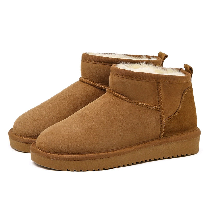 Sheepskin Fur-Lined Snow Boots - Wazzi's Wear