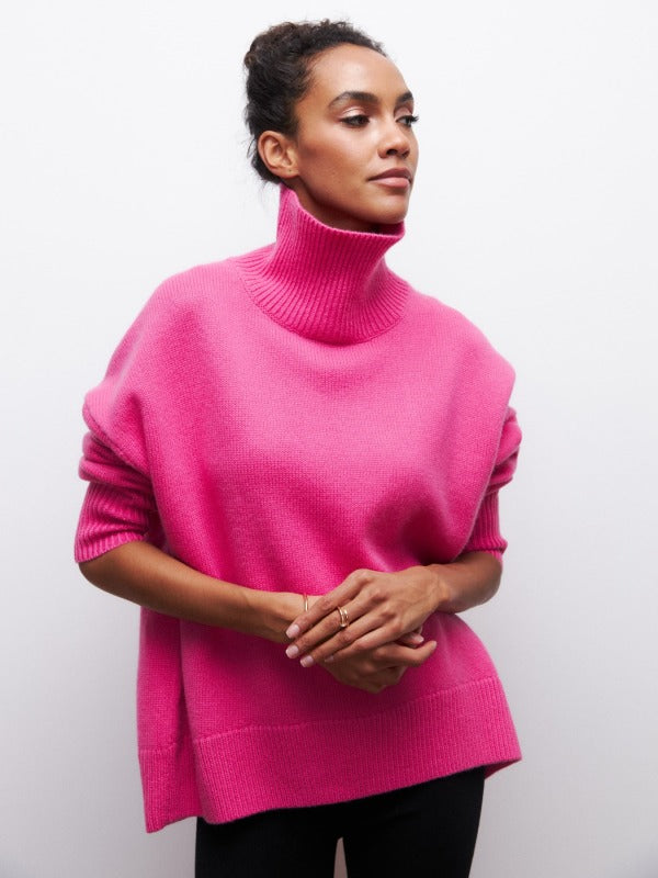 Women’s Knit Turtleneck Long Sleeve Sweater in 8 Colors S-L - Wazzi's Wear