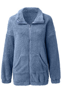 Women's Plush Zippered Jacket with Pockets in 5 Colors S-XXL - Wazzi's Wear