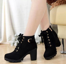 Load image into Gallery viewer, Women’s High Heel Boots with Buckle and Zipper in 4 Colors