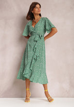 Load image into Gallery viewer, Women’s V-Neck Short Sleeve Polka Dot Ruffled Dress in 3 Colors Sizes 4-12 - Wazzi&#39;s Wear