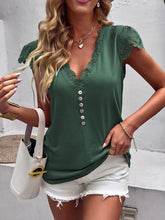 Load image into Gallery viewer, Women&#39;s Solid V-Neck Top with Ruffled Cap Sleeves