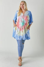Load image into Gallery viewer, Plus Size Tie Dye Button Down Tunic with Drawstring Waist - Wazzi&#39;s Wear