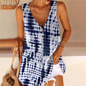Women’s Printed V-Neck Tank Top in 4 Patterns Sizes 4-16
