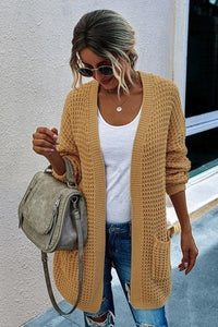 Knit Cardigan with Open Front and Pockets in 5 Colors