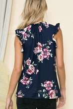 Load image into Gallery viewer, Sleeveless Floral Top with Pleated Round Neck S-XL