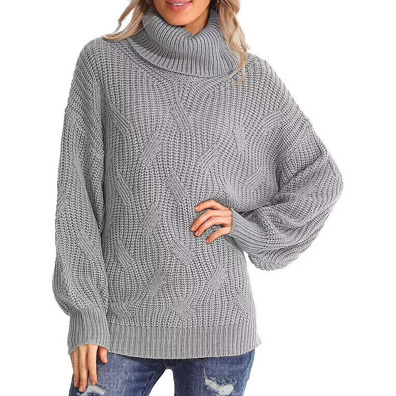 Women’s Knitted Long Sleeve Turtleneck Sweater in 6 Colors S-XXL - Wazzi's Wear