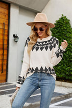 Load image into Gallery viewer, Women&#39;s Vintage Jacquard Sweater with Round Neck and Long Sleeves in 4 Colors S-XL