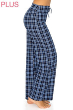 Load image into Gallery viewer, Plus Size Blue Plaid Lounge Pants with High Drawstring Waist - Wazzi&#39;s Wear