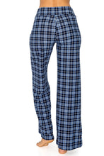Load image into Gallery viewer, Blue Plaid Lounge Pants with High Drawstring Waist - Wazzi&#39;s Wear