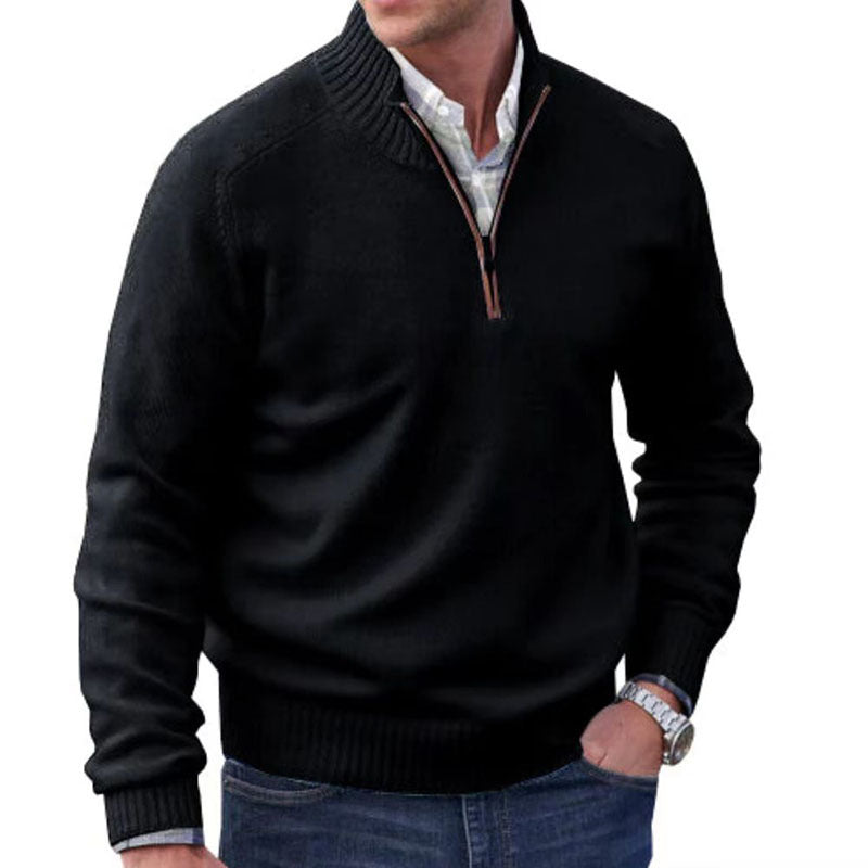 Men's Long Sleeve Knit Sweater with Zipper in 7 Colors M-5XL - Wazzi's Wear