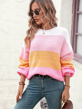 Load image into Gallery viewer, Women&#39;s Colorblock Crew Neck Knit Sweater in 3 Colors Bust 47-53