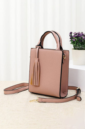 Pink Fashion Tassel Tote/Crossbody Bag