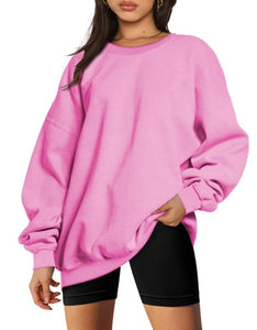 Women’s Round Neck Long Sleeve Fleece Sweatshirt in 8 Colors S-XXL