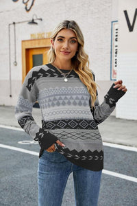 Women’s Retro Round Neck Long Sleeve Sweater in 3 Colors S-XL