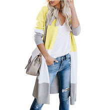 Load image into Gallery viewer, Women’s Colorblock Long Knit Cardigan in 7 Colors S-XL